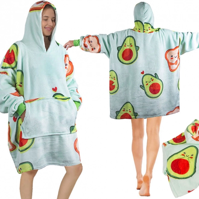 Teplá avokádová oversize mikina-deka s kapucňou