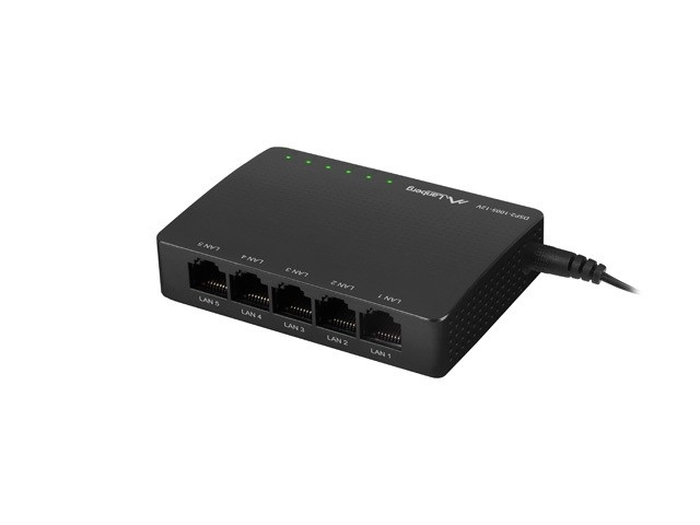 Prepínač LANBERG DSP2-1005 5x 1Gb/s Neriadený Gigabit Ethernet Desktop 12V