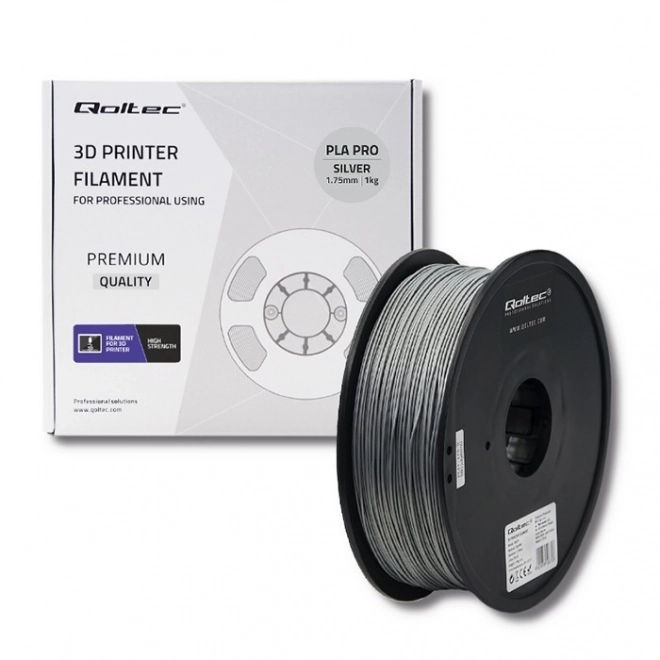 Profesionálny filament pre 3D tlač PLA PRO 1kg 1.75mm Strieborný
