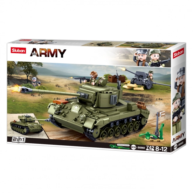 Sluban Army Tank a Protiletecké Dělo 2v1