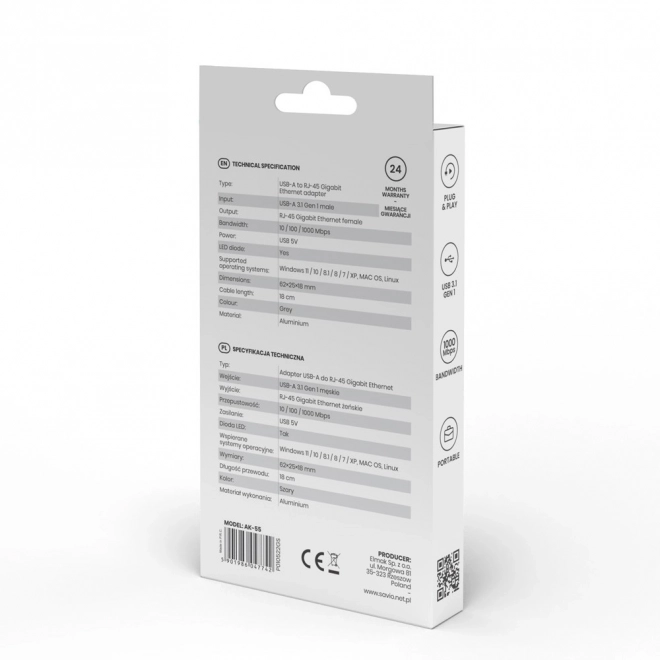 USB-A 3.1 Gen 1 adaptér na RJ-45 gigabit Ethernet