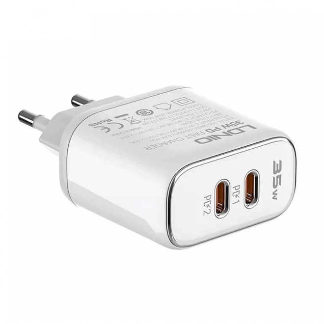 Nástenná nabíjačka s dvomi USB-C portmi LDNIO pre Apple s MFi certifikáciou