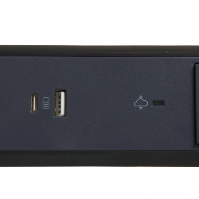 Predlžovací kábel s USB A/C 1,5m čierny