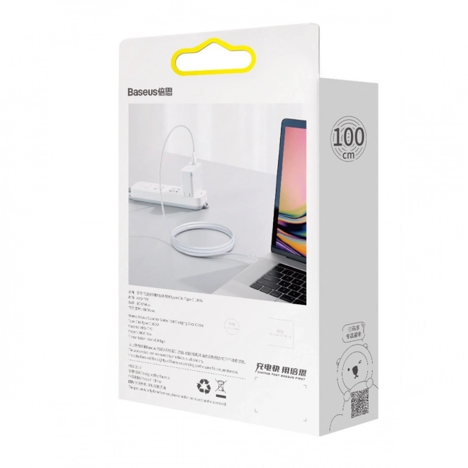 Rýchlonabíjací kábel Baseus Superior USB-C na USB-C, 100W, 1m, biely