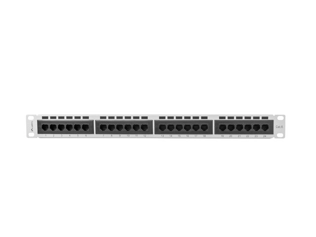 Patch panel 24 portov 1U sivý, kategória 6