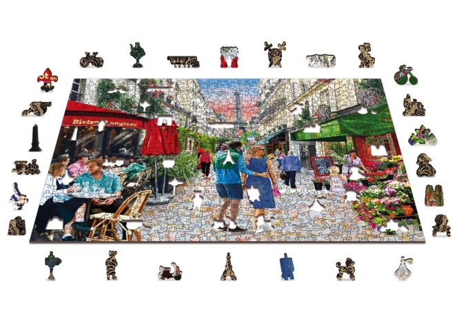 Drevené puzzle s figúrkami - Bistro v Paríži