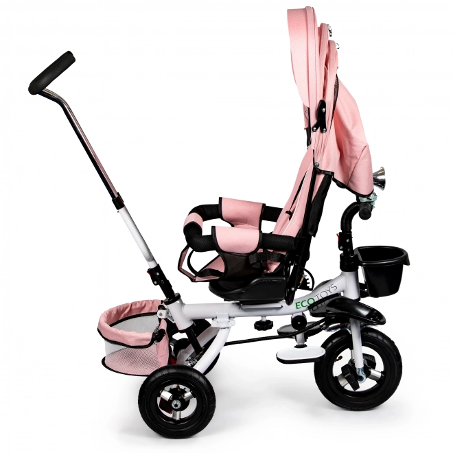 Otočná trojkolka 360° Pink Delux so strieškou