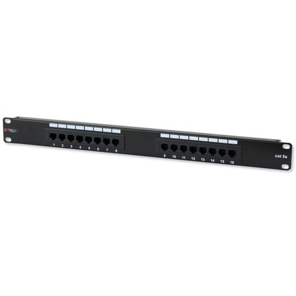 Patch panel 1U UTP 16×RJ45 Cat.5e – čierny
