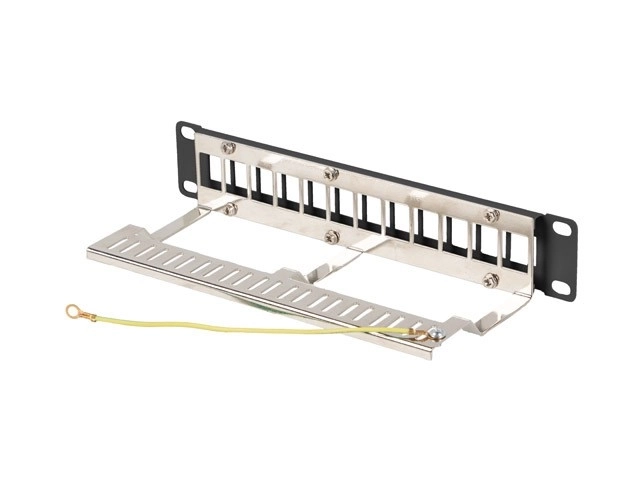 Patch panel 12 portov 1U 10 palcov s organizérom pre moduly keystone čierna