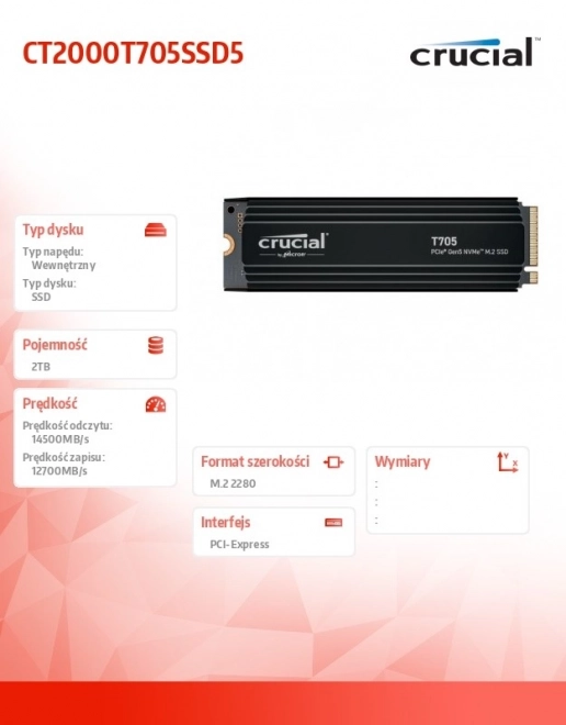 Crucial SSD 2TB T705 PCIe 5.0 s chladičom