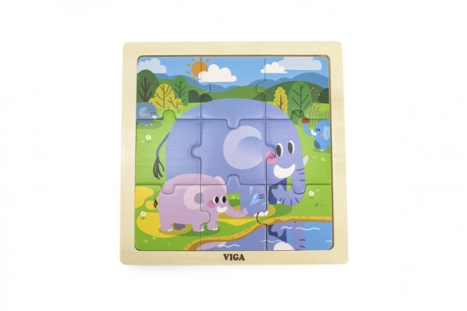 Drevené puzzle so slonmi