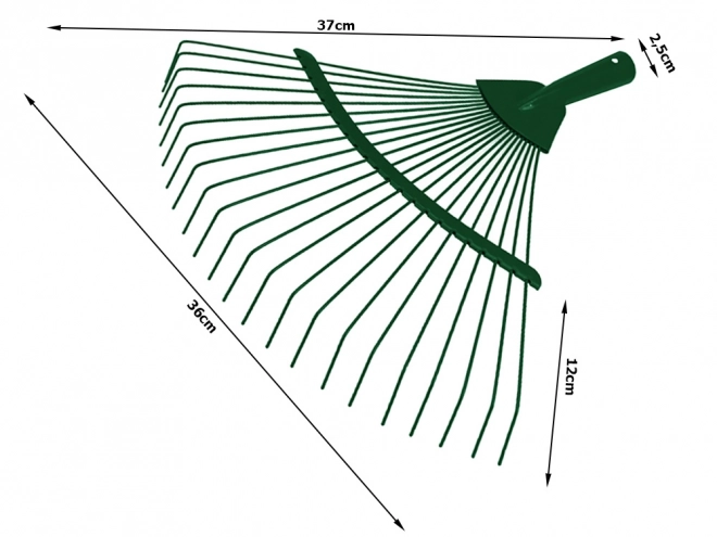 Záhradné hrable na lístie a trávu ľahké kovové s dĺžkou 36 cm