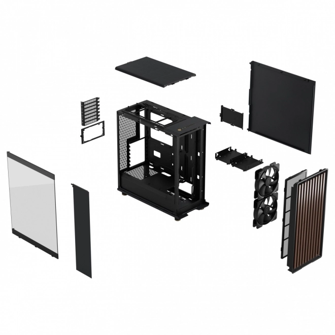 Fractal Design skrinka North čierna s drevenými prvkami
