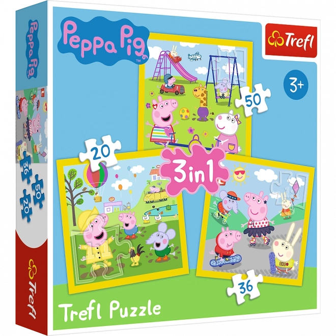 Puzzle 3v1 - Prasiatko Peppa