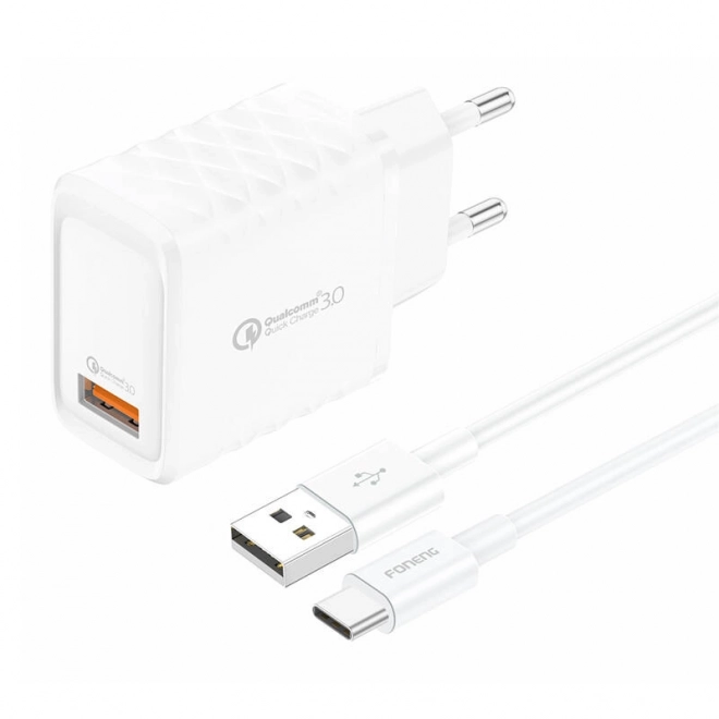 Foneng nabíjačka 18W s USB-C káblom biela