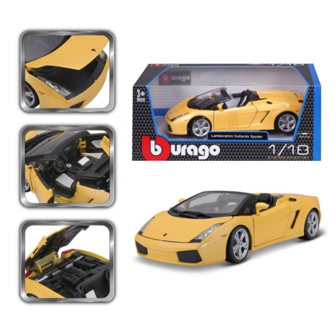 Bburago model Lamborghini Gallardo Spyder žltý