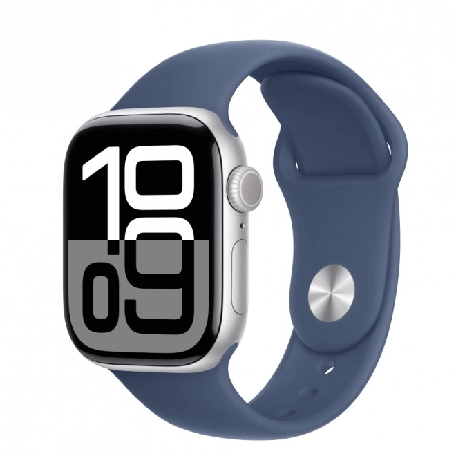 Apple Watch Series 10 GPS strieborný s modrým športovým remienkom