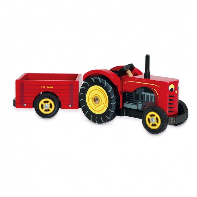 Červený traktor s prívesom Le Toy Van