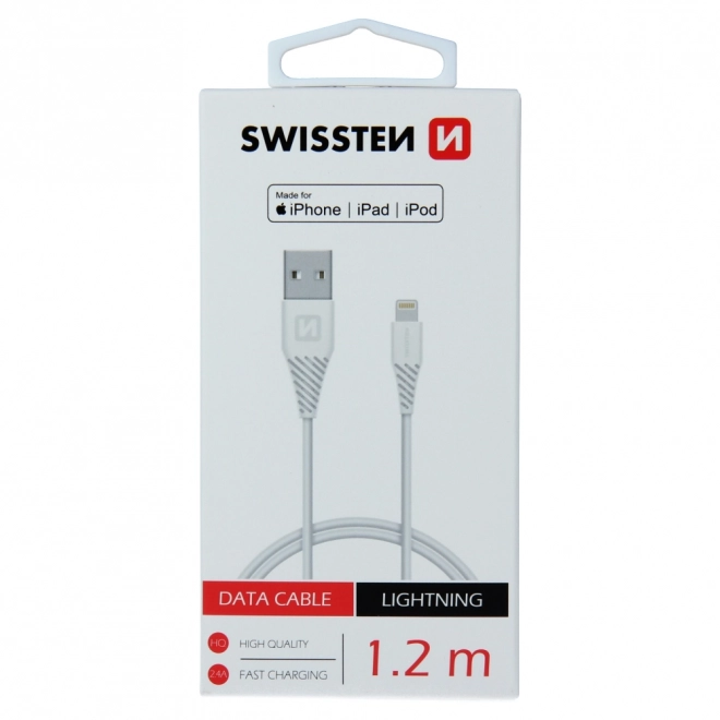 Kabel USB/Lightning MFI 1,2 m Swissten - biely