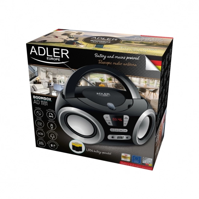 Prenosný boombox s CD a USB ADLER AD 1181