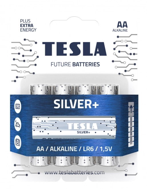 Alkalické Batérie Tesla Aa 1,5v 4 Ks Silver+