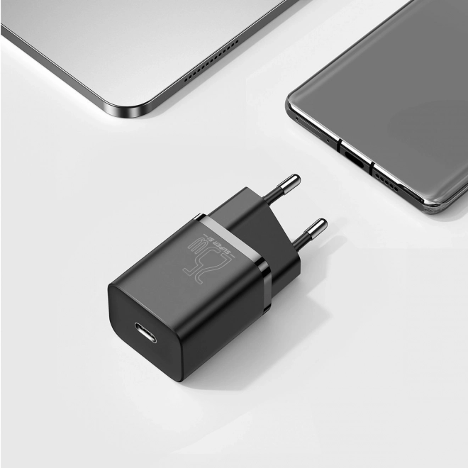 Nabíjačka Baseus Super Si Quick 1C 25W s USB-C/USB-C káblom 1m (čierna)