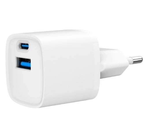 Mini nabíjačka USB-A USB-C 20W PD QC3.0 biela