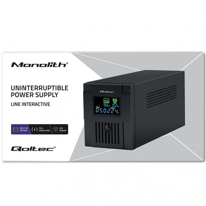 Záložný zdroj energie Qoltec UPS 2000VA 1200W s LCD a USB