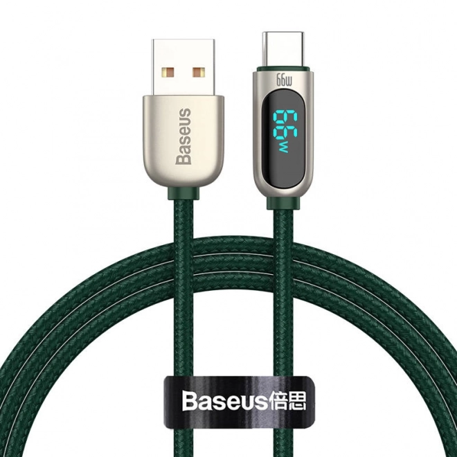 Baseus Kábel s displejom USB na Type-C, 66W, 1m (zelená)