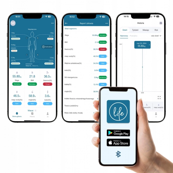 Analytická kúpeľňová váha s 15 parametrami a Bluetooth