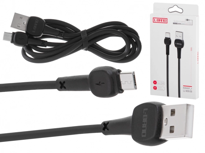 USB kábel s micro USB rýchlym nabíjaním čierny