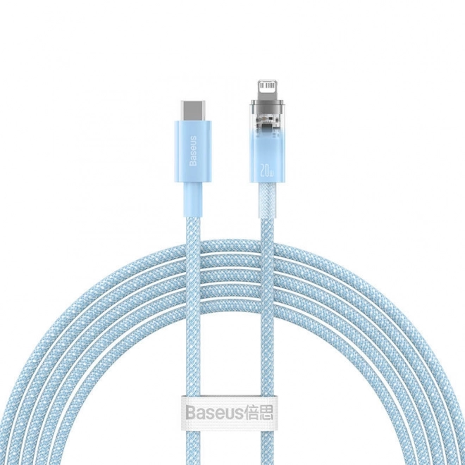 Rýchlonabíjací kábel Baseus USB-C na Lightning Explorer Series 2m, 20W (modrý)