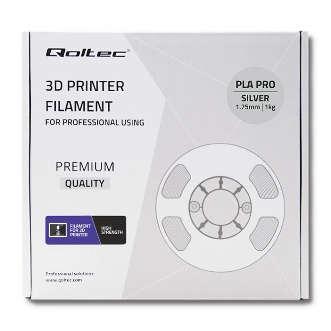 Profesionálny filament pre 3D tlač PLA PRO 1kg 1.75mm Strieborný