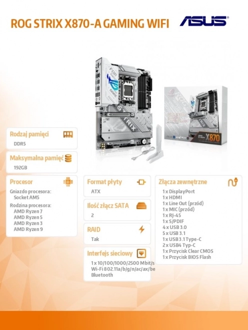 Základná doska ROG Strix X870-A Gaming WiFi AM5