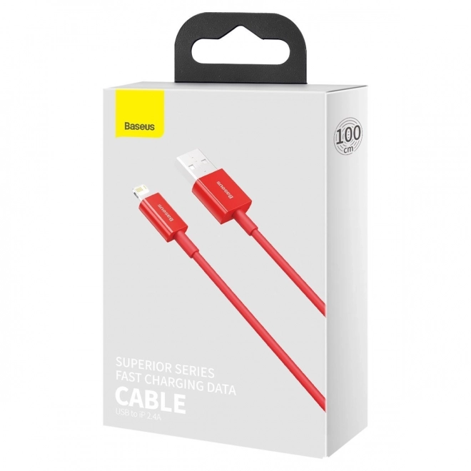 Červený USB kábel pre Apple zariadenia 2,4A 1m