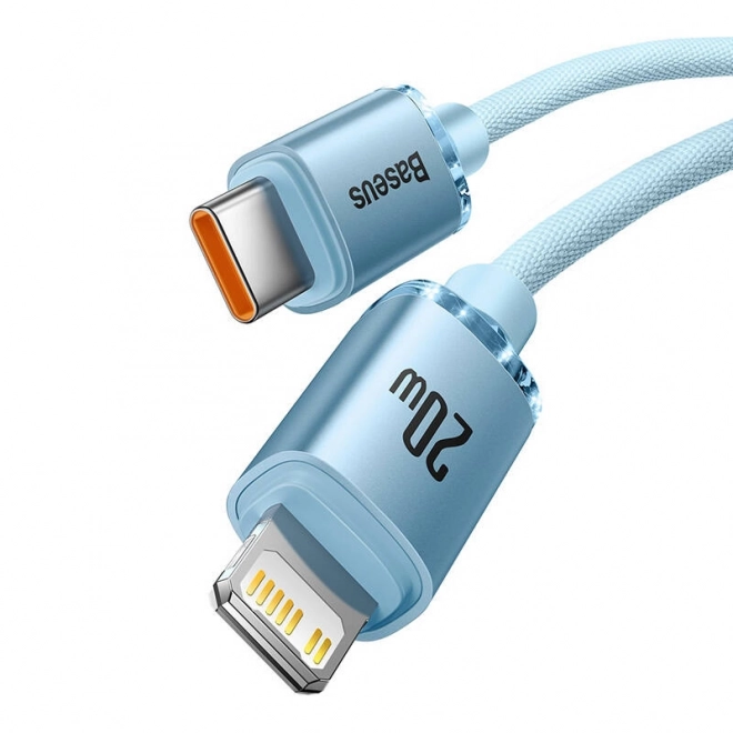 Kábel USB-C na iPhone Baseus Crystal Shine, 20 W, 2 m, modrý