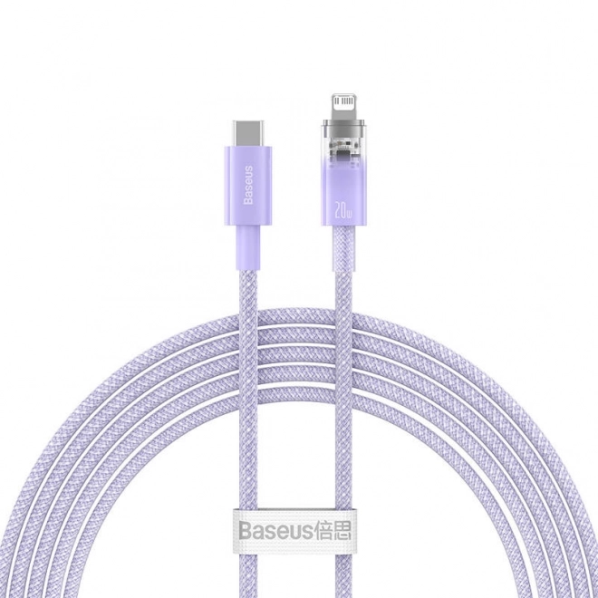 Rýchlonabíjací kábel Baseus USB-C na Lightning Explorer Series 2m, 20W fialový