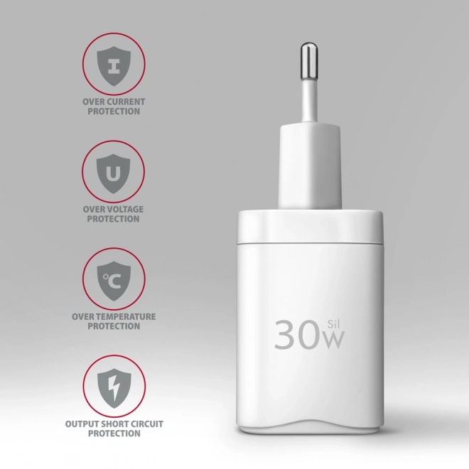 Biela nabíjačka do siete PD & QC 30W