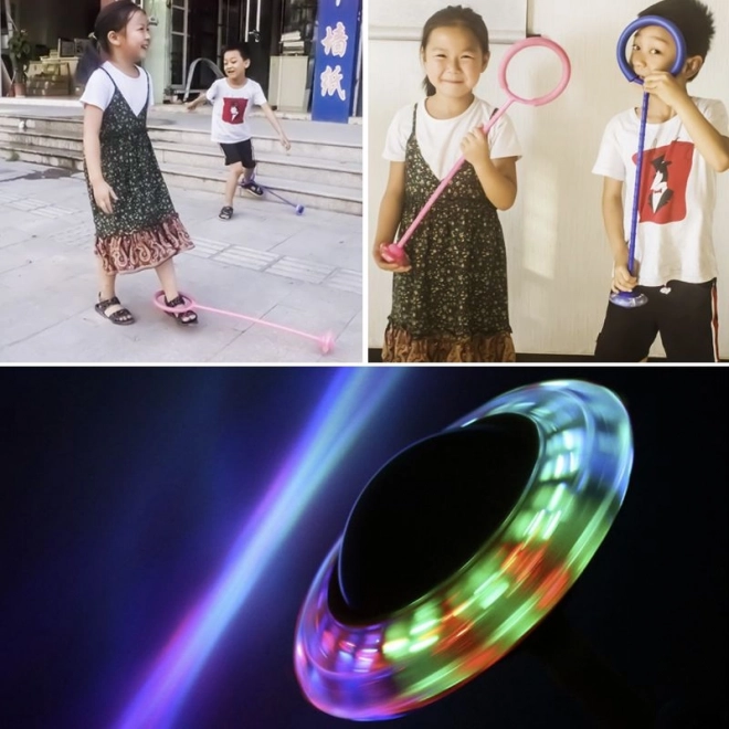 Hula hoop skakanka na noho pre deti s LED diódami, zelená