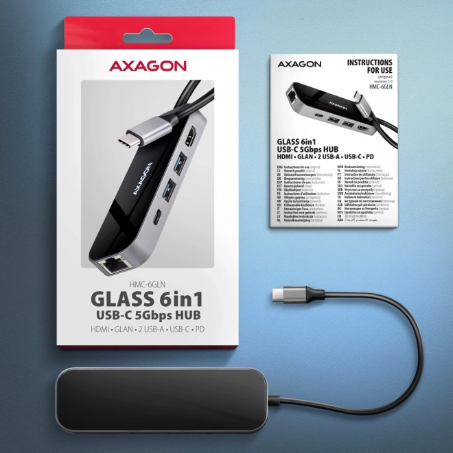 USB-C hub 6v1 s HDMI 4K a PD 100W