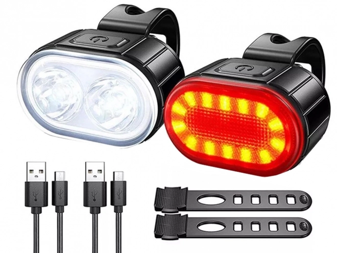 Silné LED predné a zadné svetlá na bicykel USB