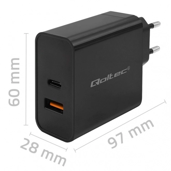 Rýchlonabíjačka Qoltec Super Quick s USB-C a USB