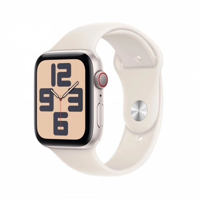 Apple Watch SE GPS + Cellular s 44 mm hliníkovým puzdrom v mesačnom nádychu s fluoroelastomérovým remienkom