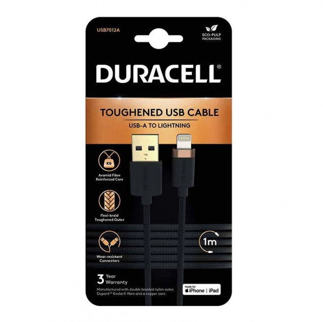 Kábel Duracell USB-C na Lightning 1m čierny