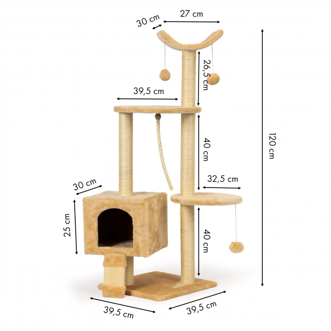 Škrabadlo pre mačky - Domček, strom, posteľ 120cm