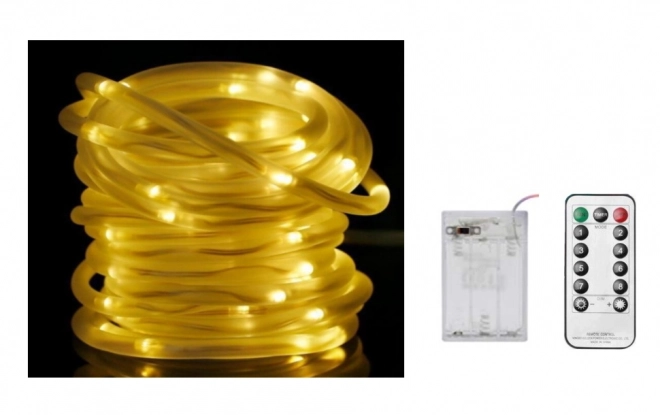 Svietiaci dekoratívny had 12m 100 LED (8 funkcií) na batérie s diaľkovým ovládačom - Teplá biela