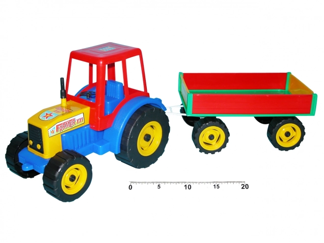 Farebný traktor s vlečkou 45 cm