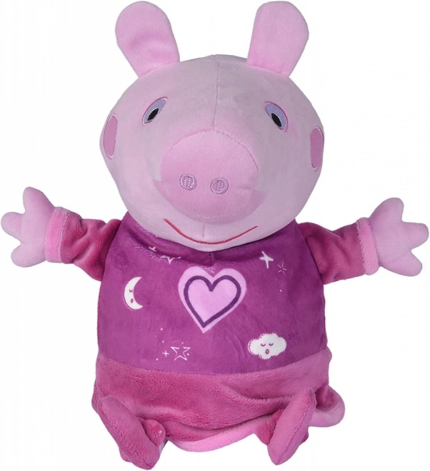 Plyšový cumlík na spanie Peppa Pig 2v1, hrajúci + svetlo, ružový, 25 cm