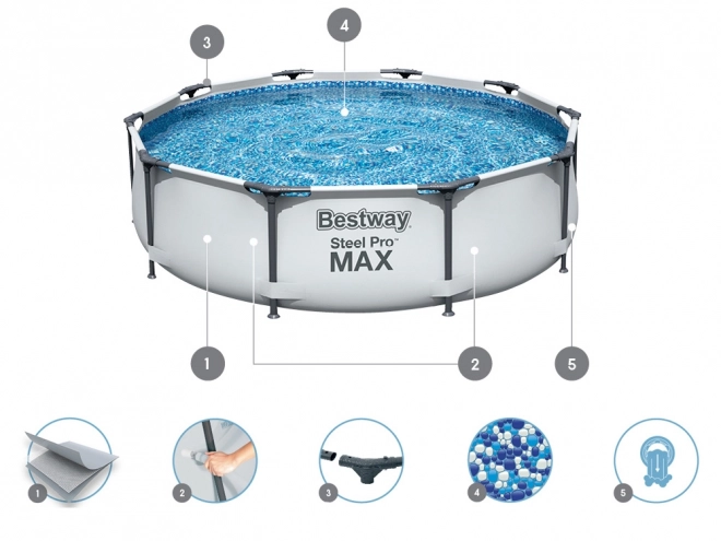Nadzemný bazén Steel Pro MAX s kartušovou filtráciou