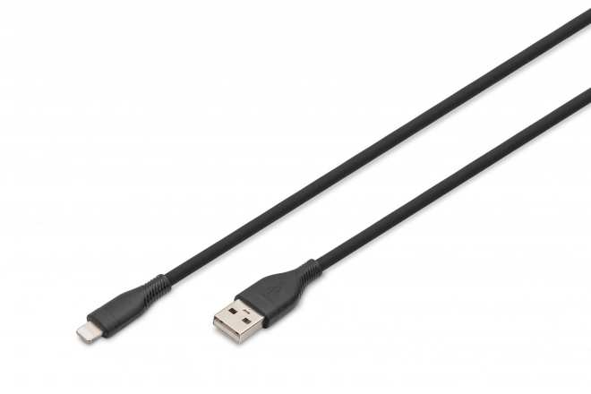 Silikónový USB-A - Lightning kábel 2m čierny